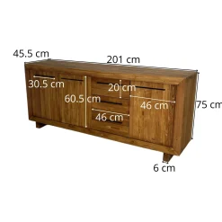 Buffet enfilade en teck recyclé naturel KERALA