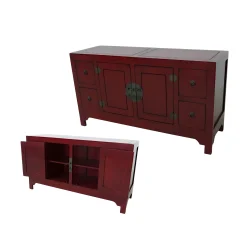 Buffet Enfilade Hévéa 2 portes, 4 tiroirs 137x45x76cm MAORI