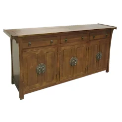 Buffet Enfilade Hévéa 6 portes, 3 tiroirs 190x50x91cm MAORI