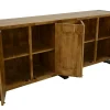 Buffet enfilade hévéa recyclé naturel et métal noirci4 tiroirs 4 portes 220X45X90cm DOCKER