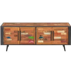 Buffet enfilade 4 portes bois recyclé DRAKKAR