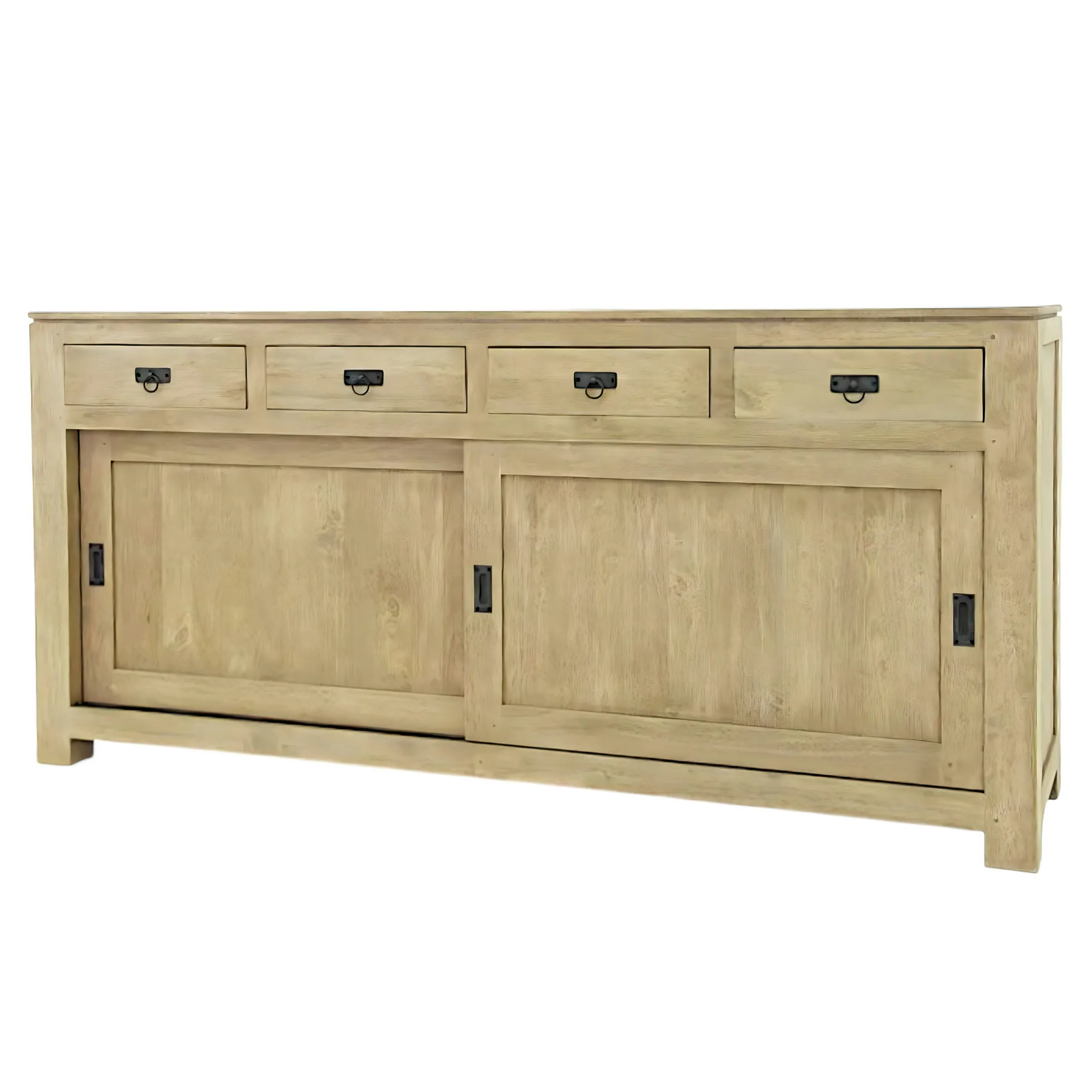 Buffet enfilade portes coulissantes hévéa 190cm HELENA
