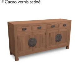 Buffet enfilade 4 portes 4 tiroirs hévéa 175x50x90cm MAORI