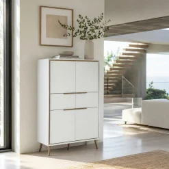Buffet haut blanc 4 portes 2 tiroirs AVIO