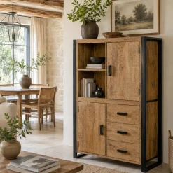 Buffet haut bois métal 2 portes KARGO