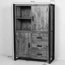 Buffet haut bois métal 2 portes KARGO
