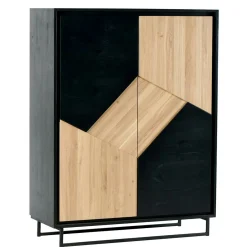 Buffet haut bois noir et blanc ANINA