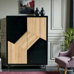 Buffet haut bois noir et blanc ANINA
