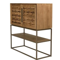 Buffet haut 105,5 cm 2 portes en teck recyclé sur pied SWING