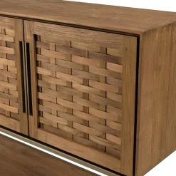 Buffet haut 205,5 cm 4 portes en teck recyclé sur pied SWING