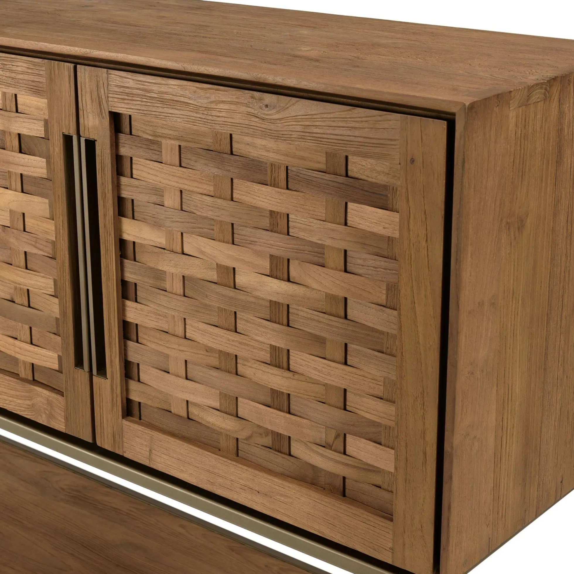 Buffet haut 205,5 cm 4 portes en teck recyclé sur pied SWING