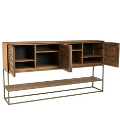 Buffet haut 205,5 cm 4 portes en teck recyclé sur pied SWING
