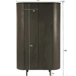 Buffet haut design en chêne brun 2 portes LOREN