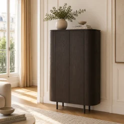 Buffet haut design en chêne brun 2 portes LOREN