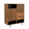 Buffet haut design teck recyclé intérieur noir FANO