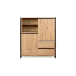 Buffet haut effet chêne 2 portes 2 tiroirs ALVA