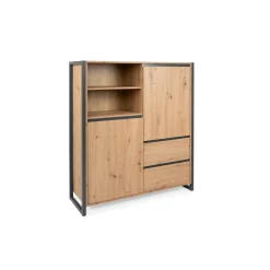 Buffet haut effet chêne 2 portes 2 tiroirs ALVA
