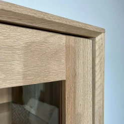 Buffet haut en chêne massif blanc éclairage led PALERME