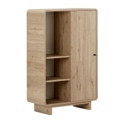 Buffet haut moderne décor chêne 1 porte 3 étagères MARFA