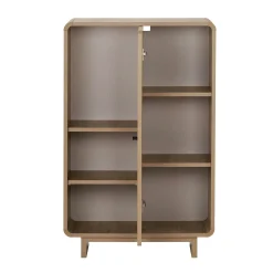 Buffet haut moderne décor chêne 1 porte 3 étagères MARFA