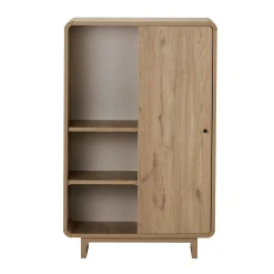 Buffet haut moderne décor chêne 1 porte 3 étagères MARFA