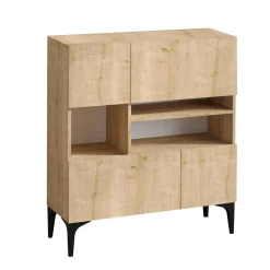 Buffet haut moderne effet chêne - 3 niches centrales JENA