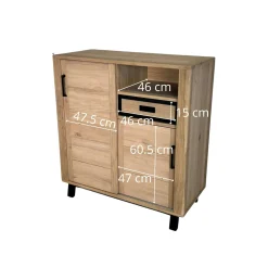Buffet haut moderne en bois clair - 2 portes, 1 niche GRADO
