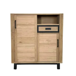 Buffet haut moderne en bois clair - 2 portes, 1 niche GRADO
