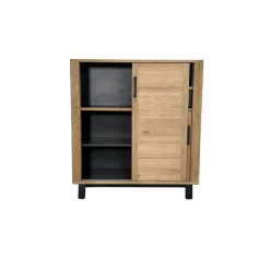 Buffet haut moderne en bois clair - 2 portes, 1 niche GRADO