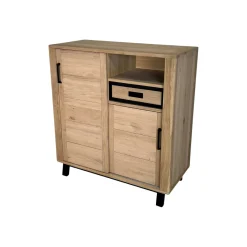 Buffet haut moderne en bois clair - 2 portes, 1 niche GRADO