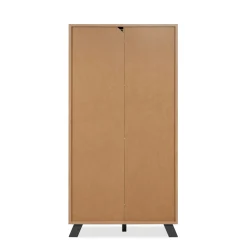 Buffet haut 1 porte noire rainurée 80 cm ALVA