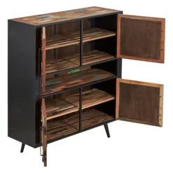 Buffet haut 4 portes bois recyclé DRAKKAR