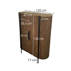Buffet haut 2 portes côtés arrondis bois naturel TRANI