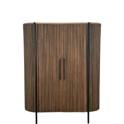 Buffet haut 2 portes côtés arrondis bois naturel TRANI