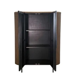 Buffet haut 2 portes côtés arrondis bois naturel TRANI