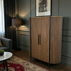Buffet haut 2 portes côtés arrondis bois naturel TRANI