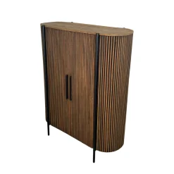 Buffet haut 2 portes côtés arrondis bois naturel TRANI