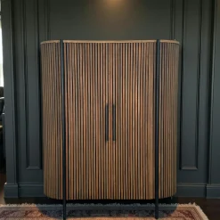 Buffet haut 2 portes côtés arrondis bois naturel TRANI