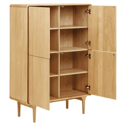 Buffet haut 4 portes en placage chêne clair TARAZ