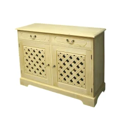Buffet Hévéa 2 tiroirs, 2 portes motif tressé 120x40x90cm MAORI