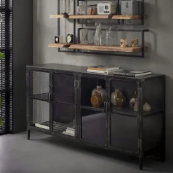 Buffet industriel métal verre ROADIES