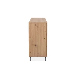 Buffet long moderne 1 porte noire rainurée 160 cm ALVA