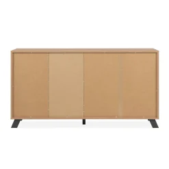 Buffet long moderne 1 porte noire rainurée 160 cm ALVA