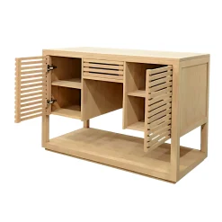 Buffet / Meuble 2 portes Persiennes, 1 tiroir façade Persienne, 1 plateau bas 120x60x85cm NEW ORLEANS