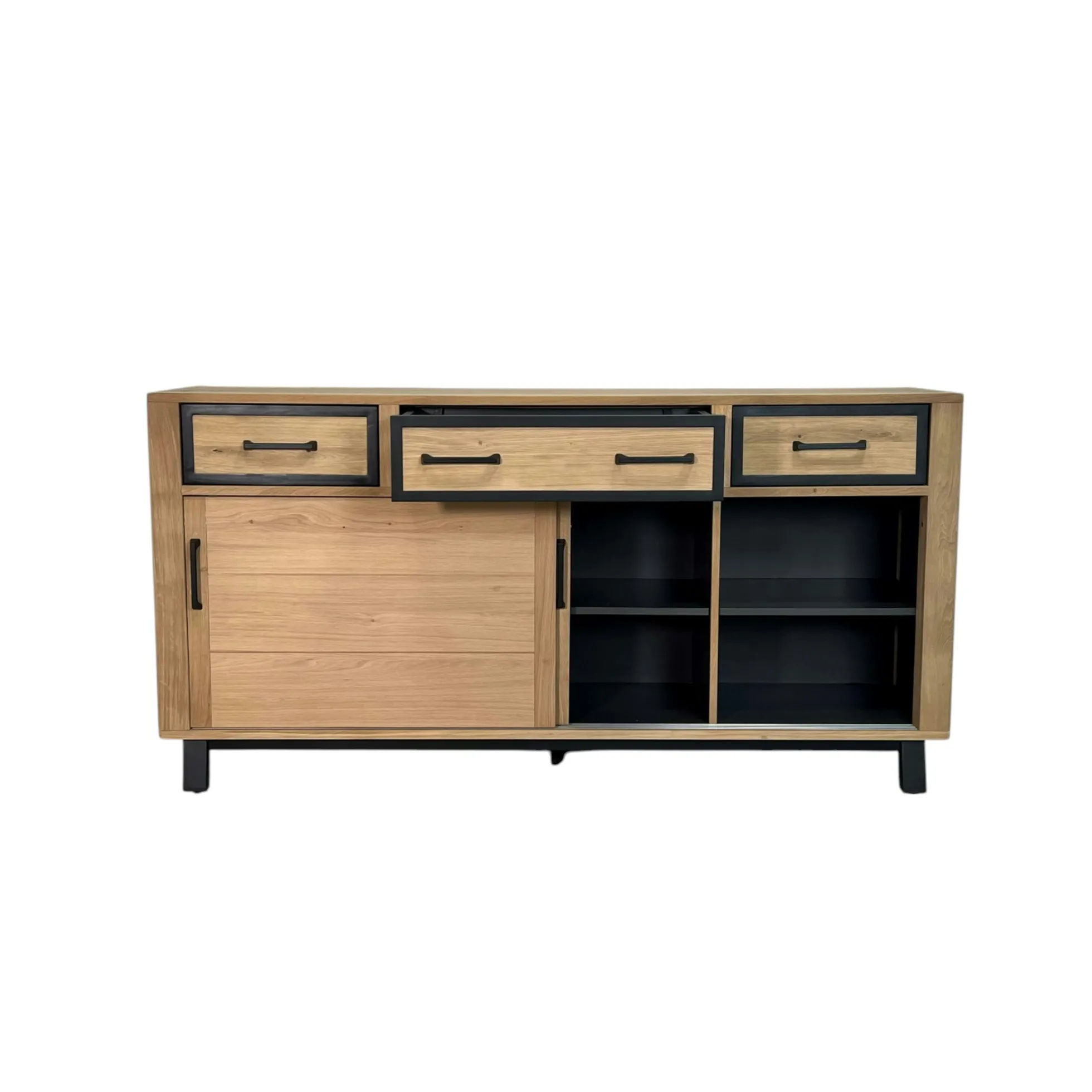 Buffet moderne bois clair - 2 portes, 3 tiroirs GRADO