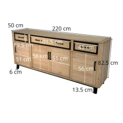 Buffet moderne bois clair - 4 portes, 3 tiroirs GRADO