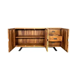 Buffet moderne bois recyclé teck laque noire BARBADE