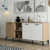 Buffet moderne effet bois et blanc, niches ouvertes JENA