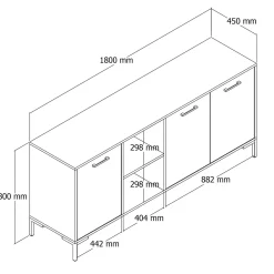 Buffet moderne effet bois et blanc, niches ouvertes JENA