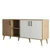 Buffet moderne effet bois et blanc, pieds obliques MARFA